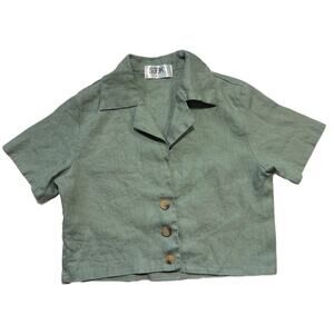 Seek The Label- Green Button Crop